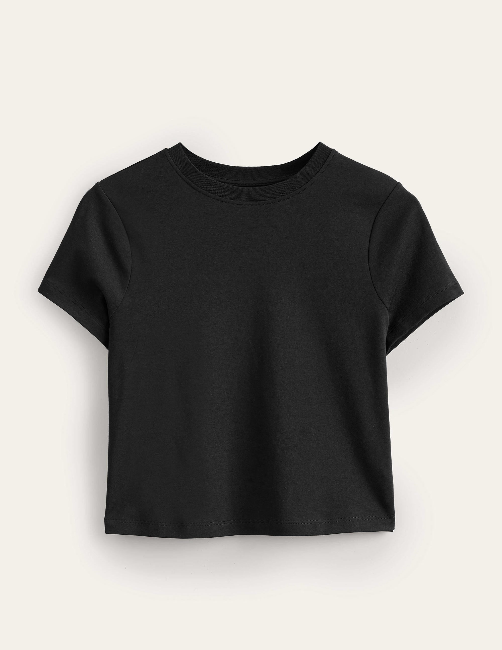 Kurz geschnittenes Baumwoll-T-Shirt-Schwarz - Image 6