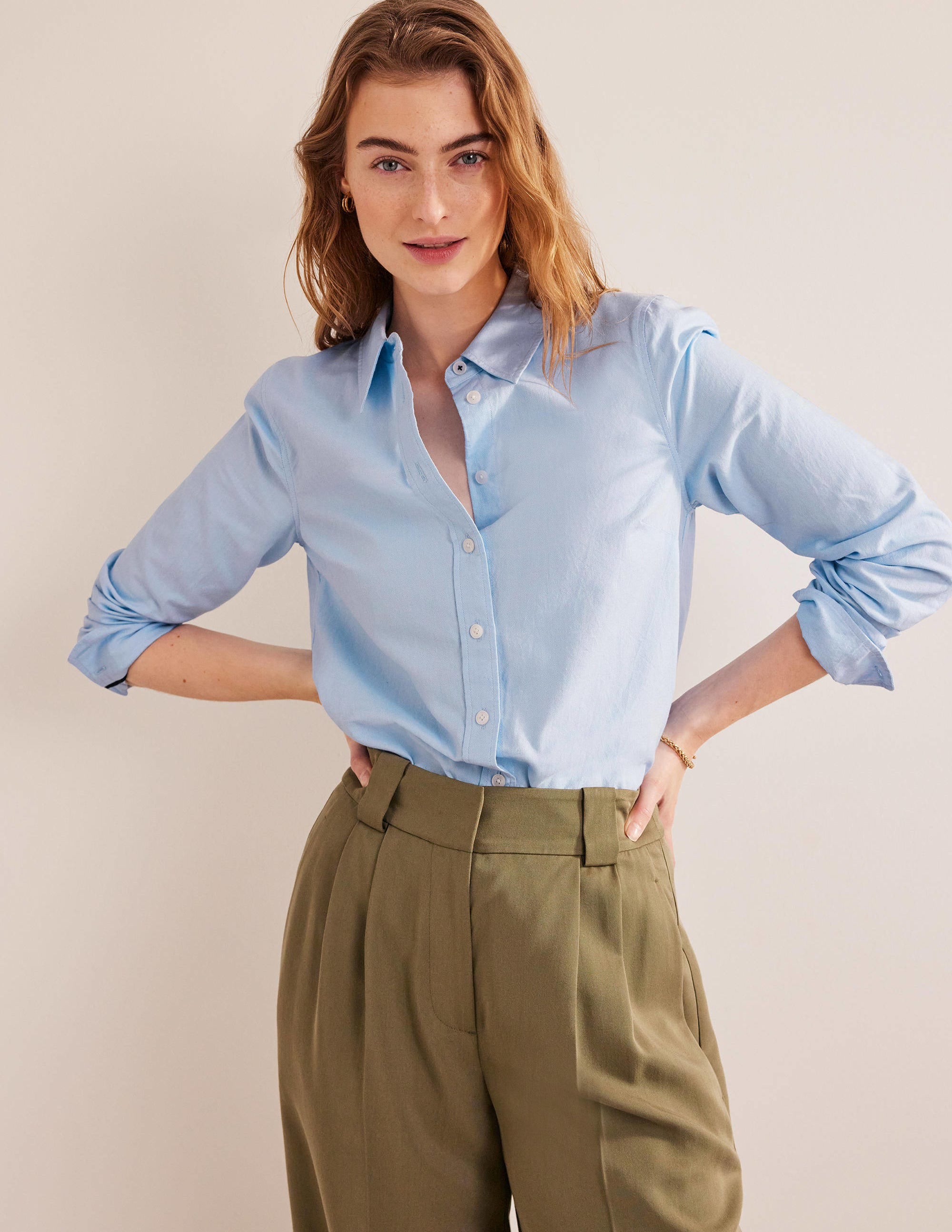 Nouvelle chemise intemporelle en coton-Oxford bleu - Image 1