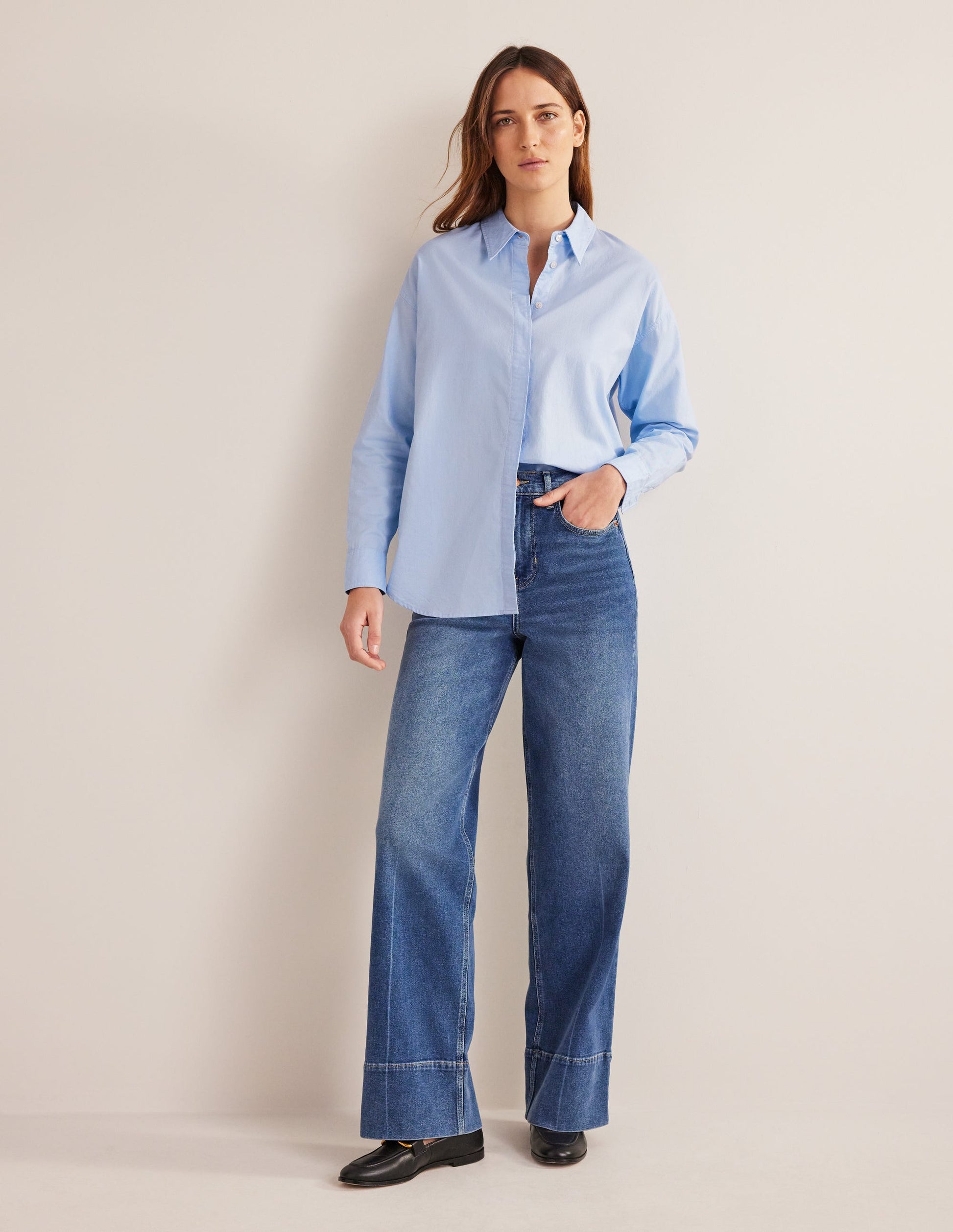 New Relaxed Cotton Shirt-Blue Oxford-4