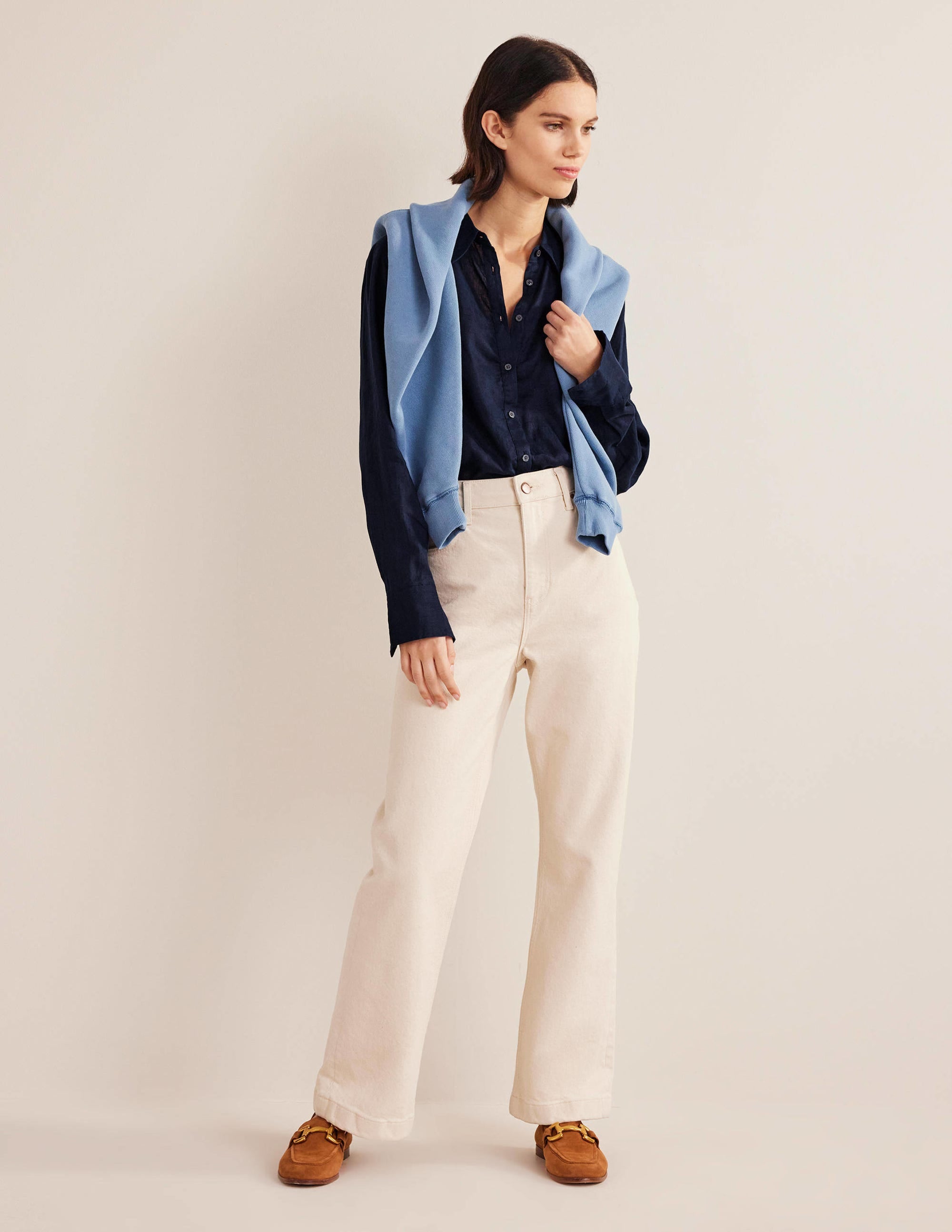 Nouvelle chemise en lin-Bleu marine - Image 5