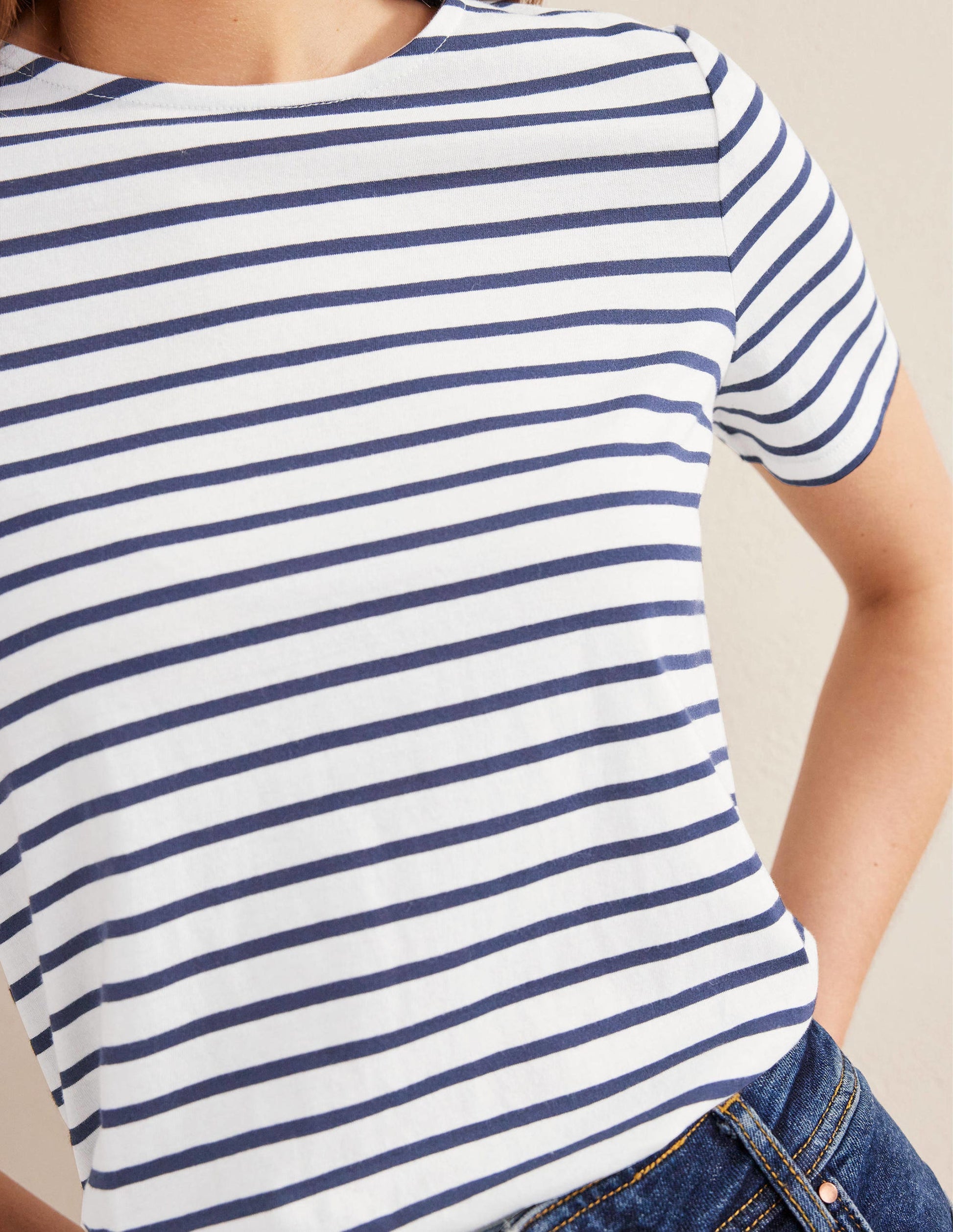 Bea Breton-Shirt mit kurzen Ärmeln-Naturweiß/Marineblau-2
