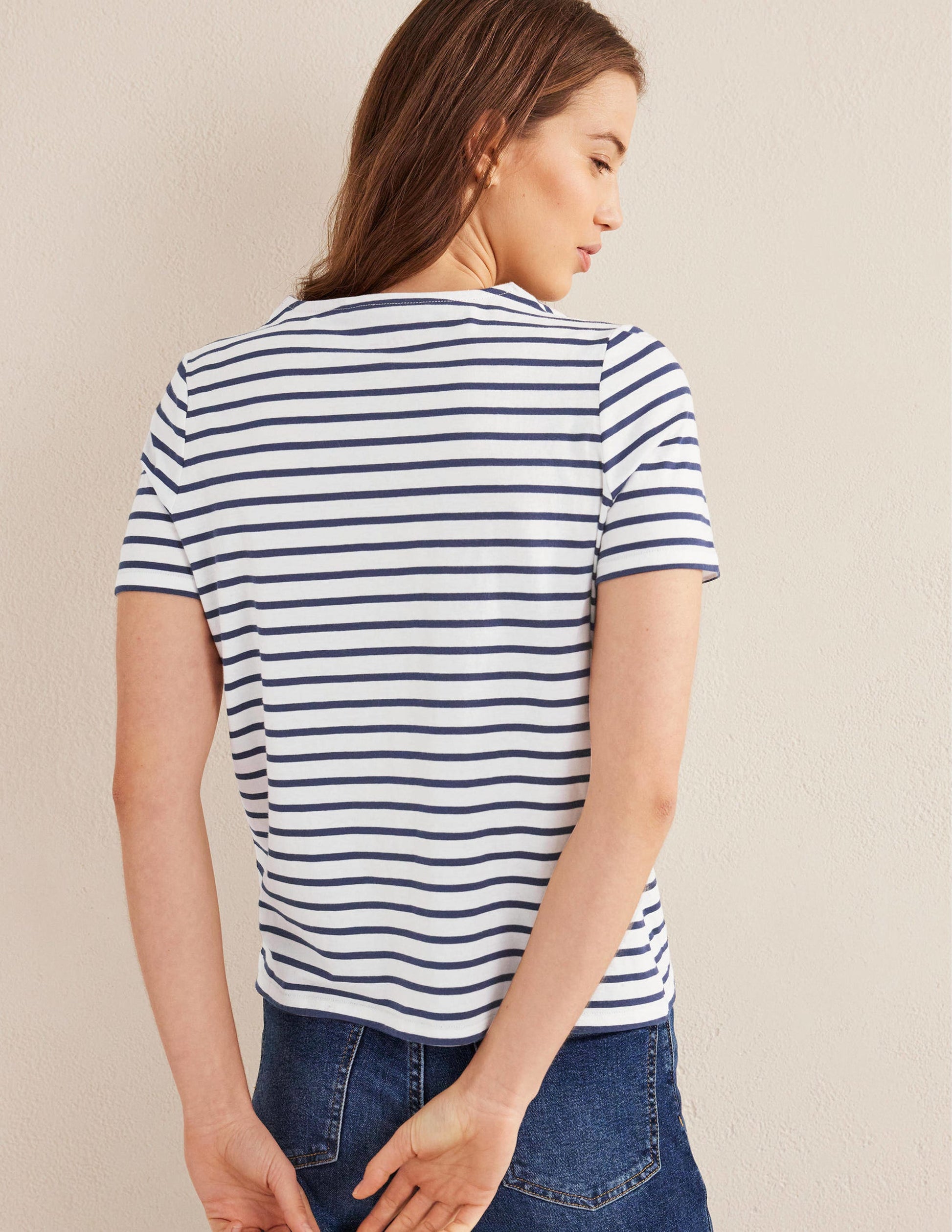 Bea Breton-Shirt mit kurzen Ärmeln-Naturweiß/Marineblau-3