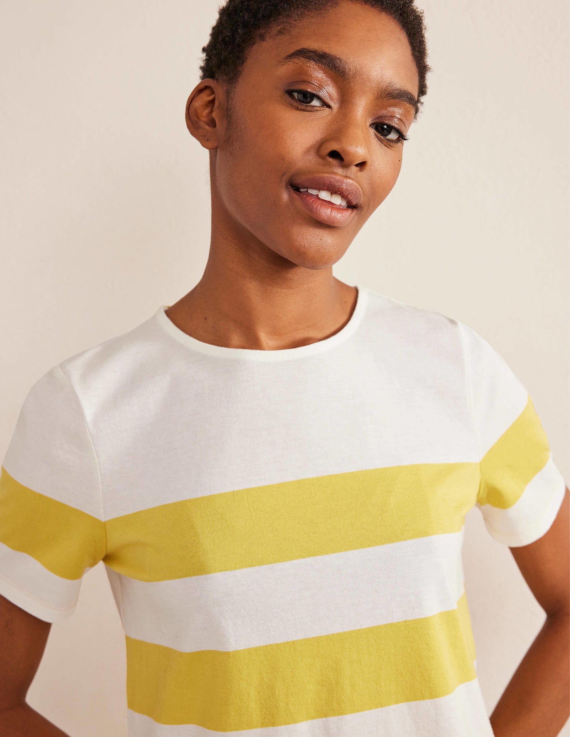 Bea Short Sleeve Breton-Sweet Honeycomb, Ivory Stripe-2