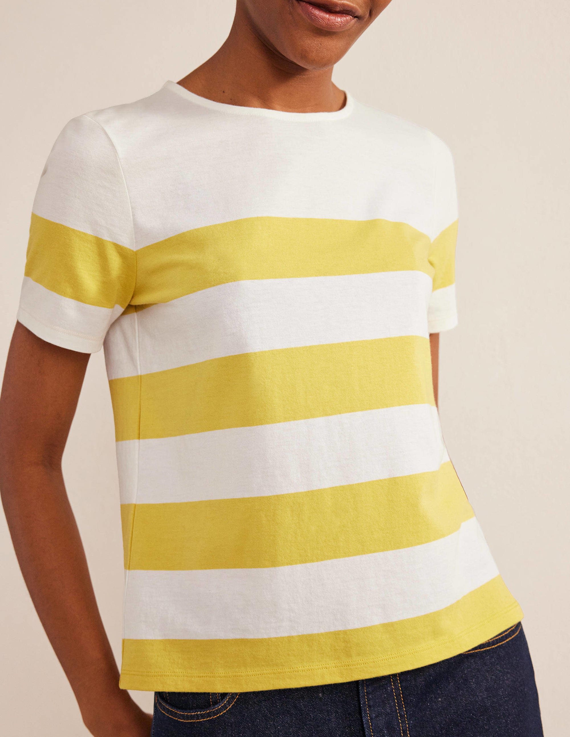 Marinière Bea à manches courtes-Rayon de miel tendre, rayé ivoire - Image 4