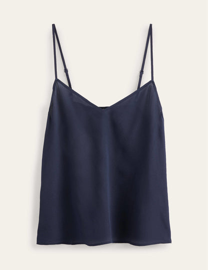 Silk Cami Top-Navy