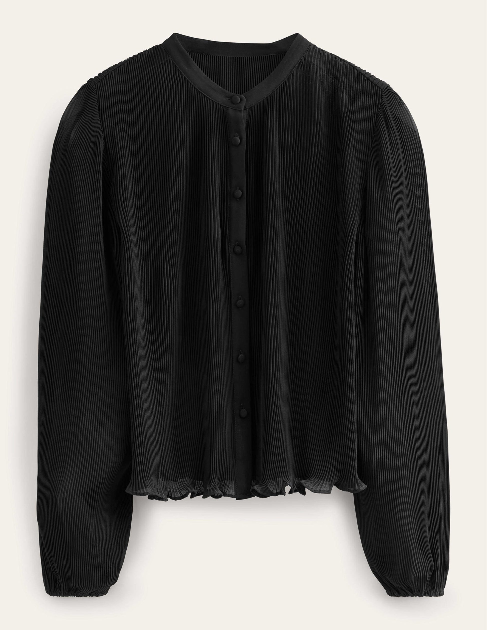 Bluse mit Plisseefalten-Schwarz-5