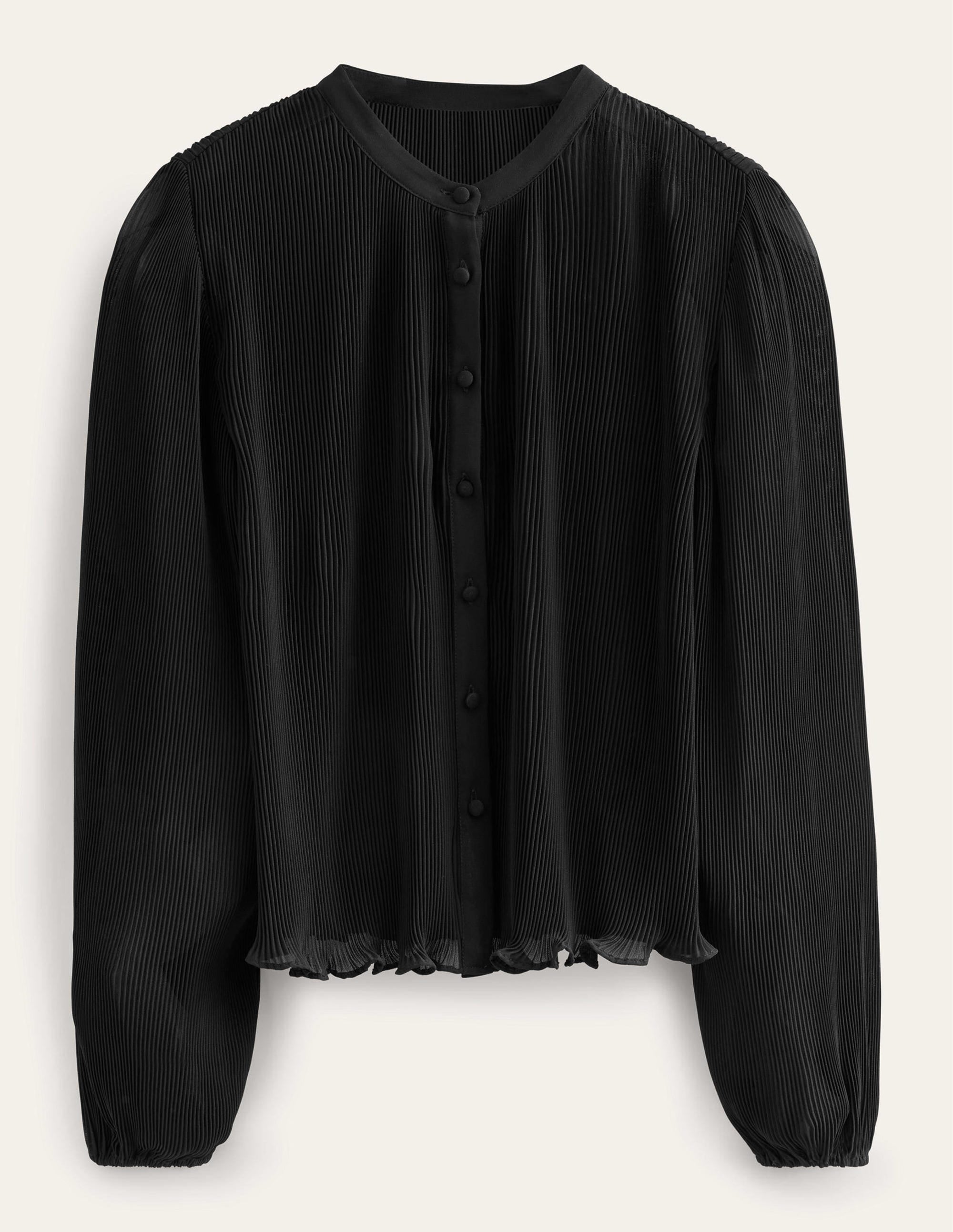 Bluse mit Plisseefalten-Schwarz - Image 5