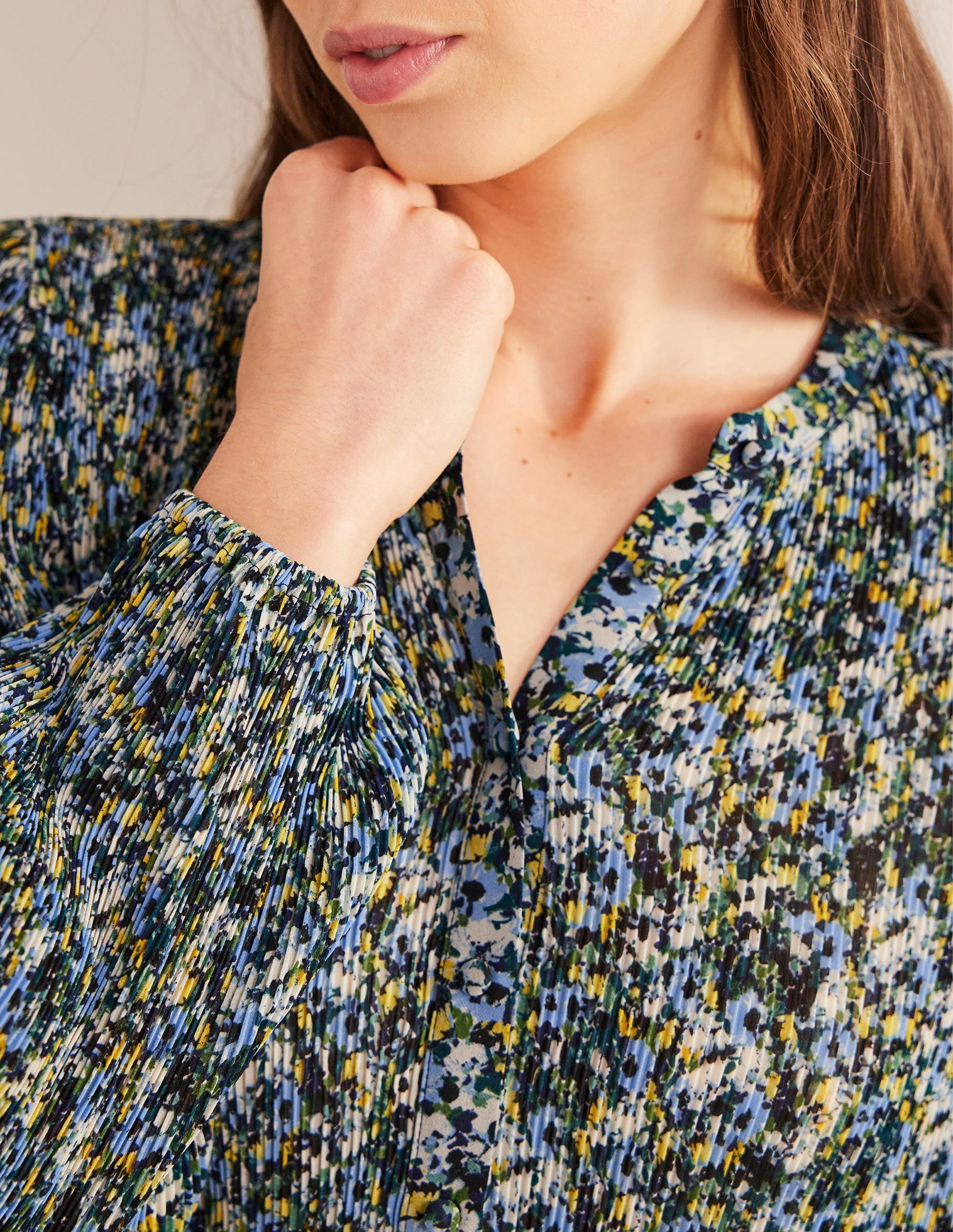 Blouse plissée-Graine de lin, motif Painterly Floret - Image 2