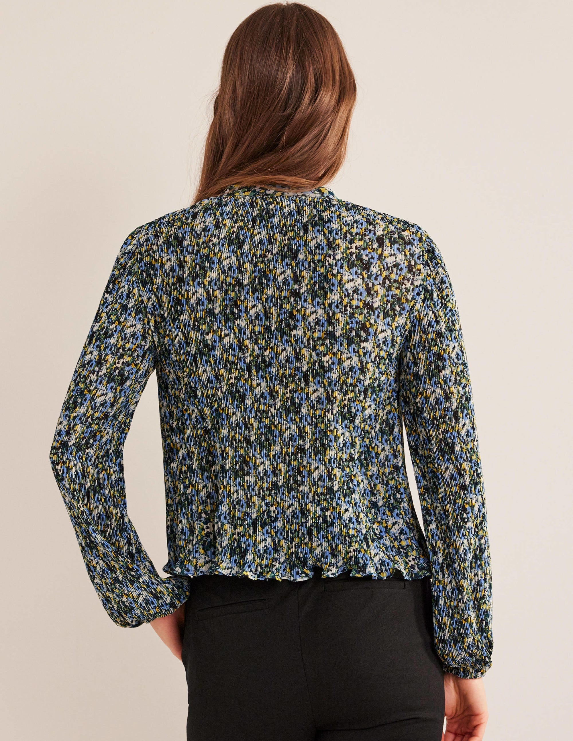 Blouse plissée-Graine de lin, motif Painterly Floret - Image 3