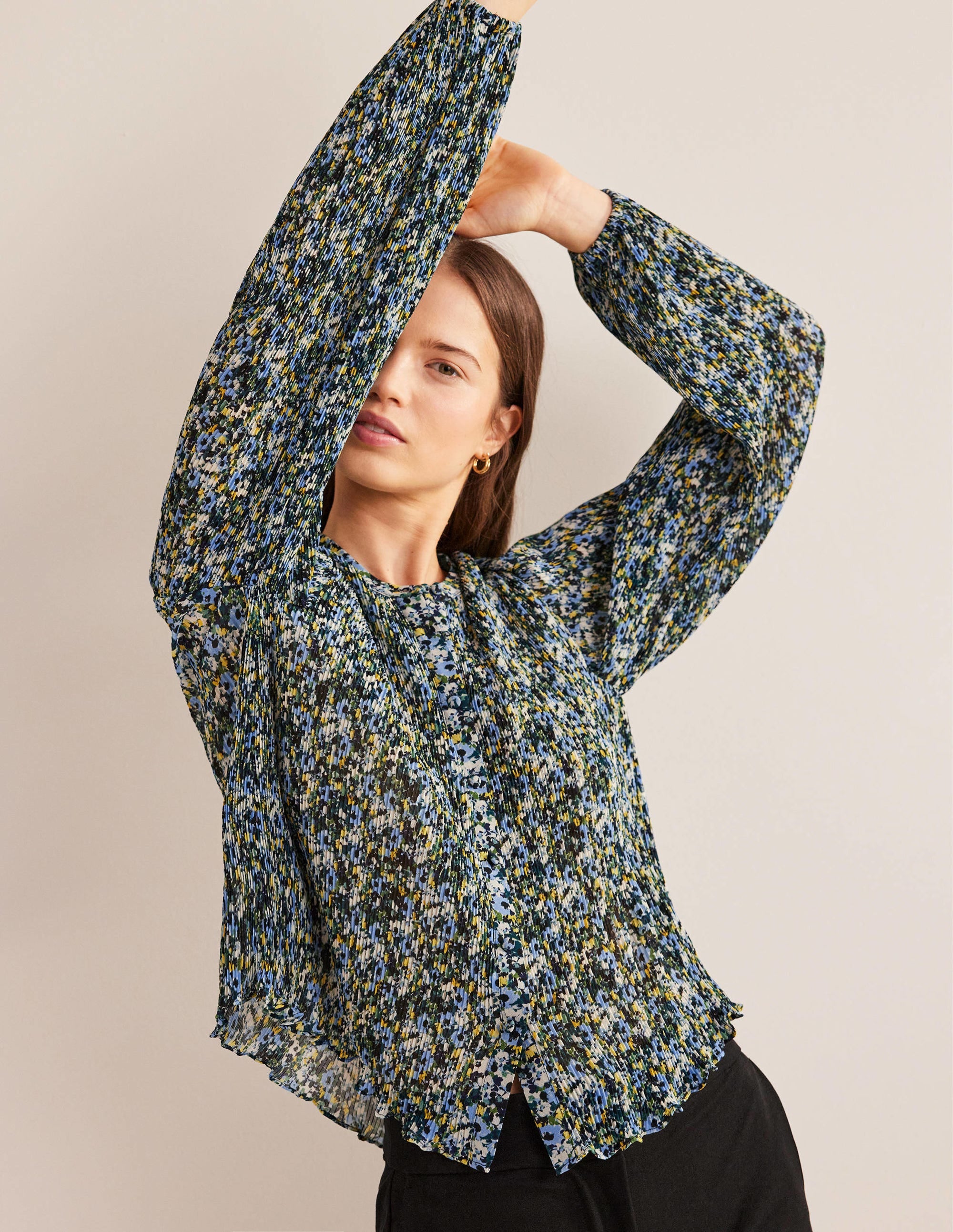 Blouse plissée-Graine de lin, motif Painterly Floret - Image 4