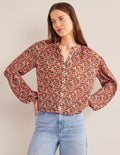 Blouse plissée-Multi, motif Painterly Floret