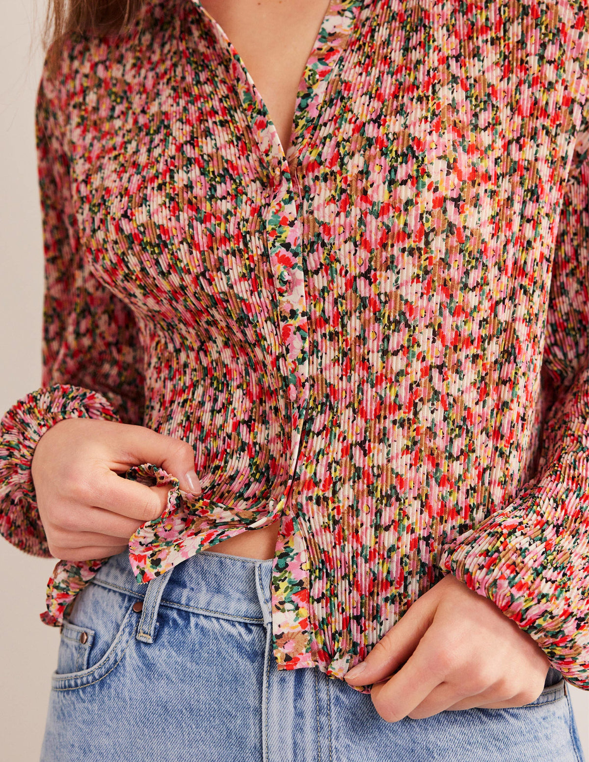 Blouse plissée-Multi, motif Painterly Floret - Image 2