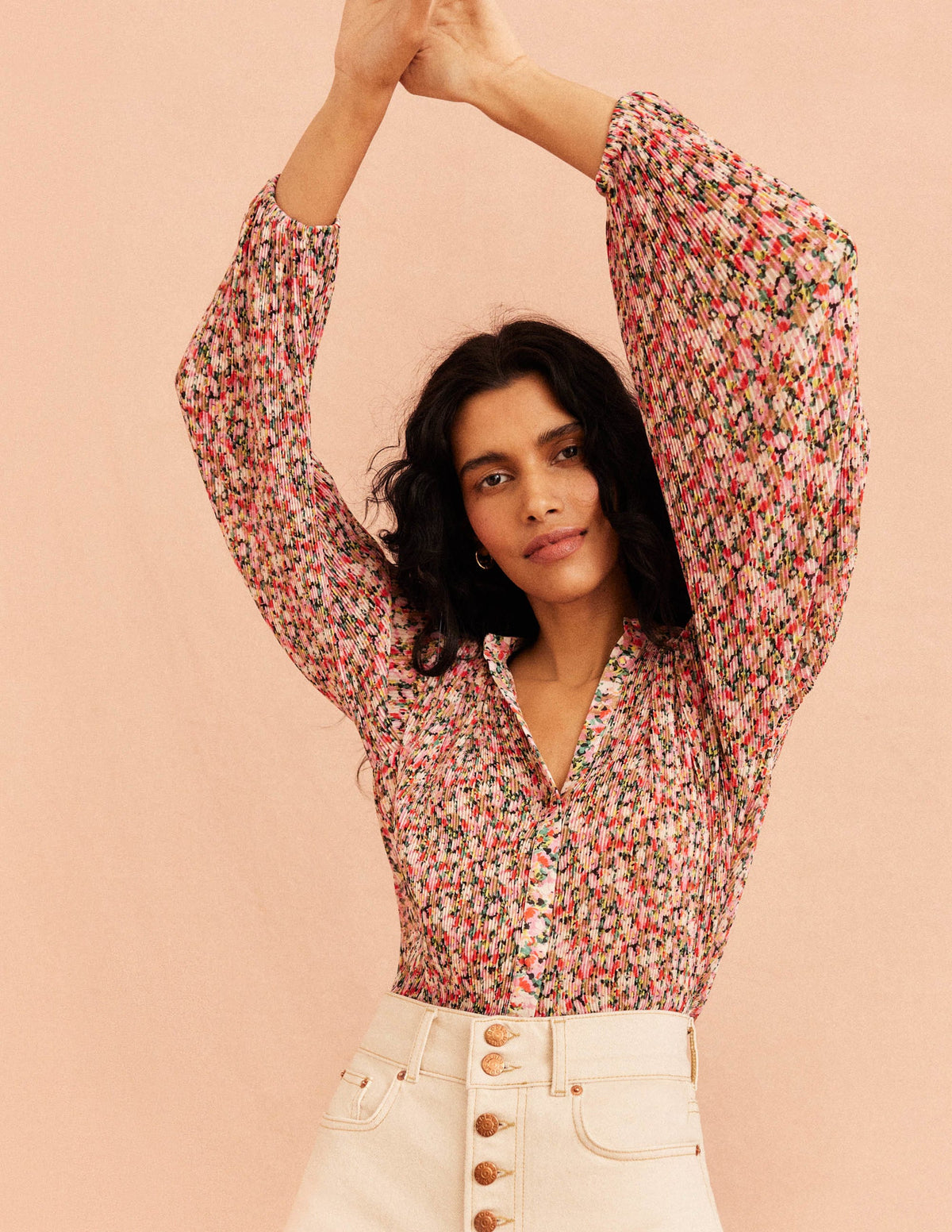 Blouse plissée-Multi, motif Painterly Floret - Image 5