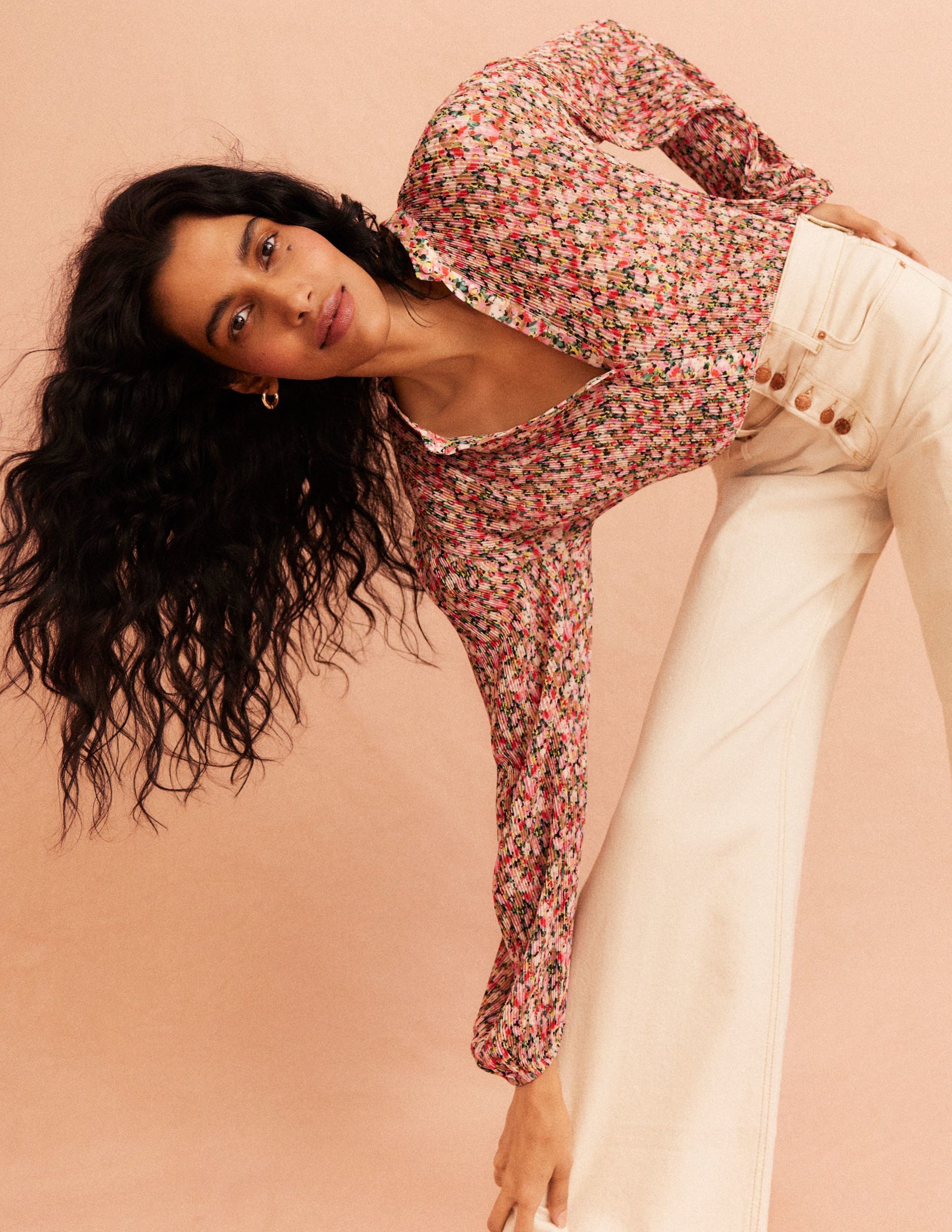Blouse plissée-Multi, motif Painterly Floret-6