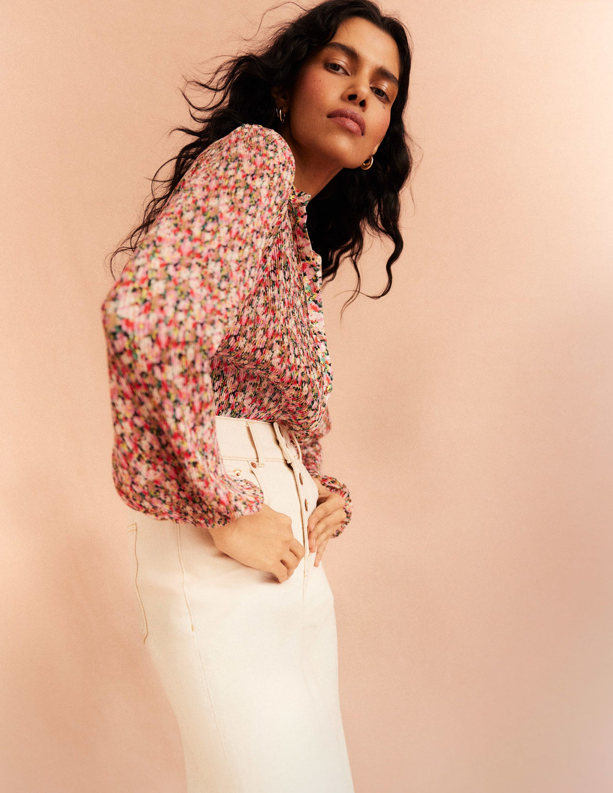 Blouse plissée-Multi, motif Painterly Floret - Image 7
