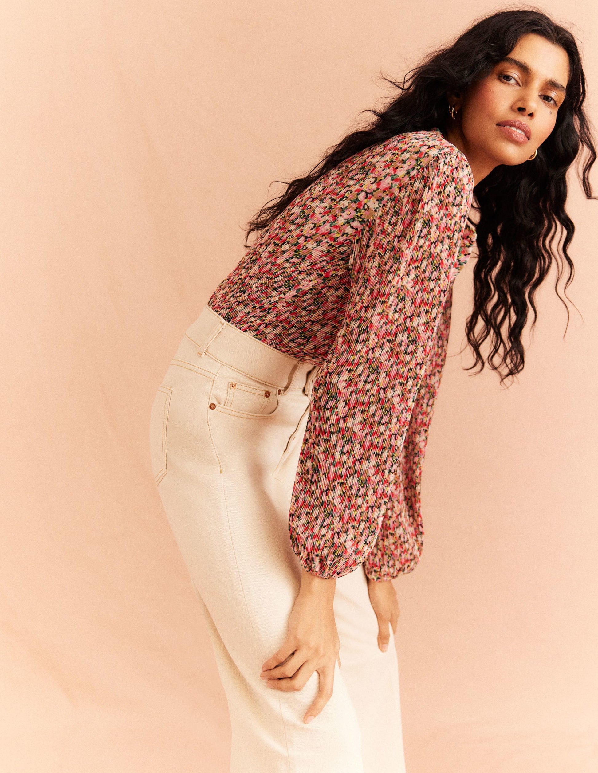 Blouse plissée-Multi, motif Painterly Floret-8