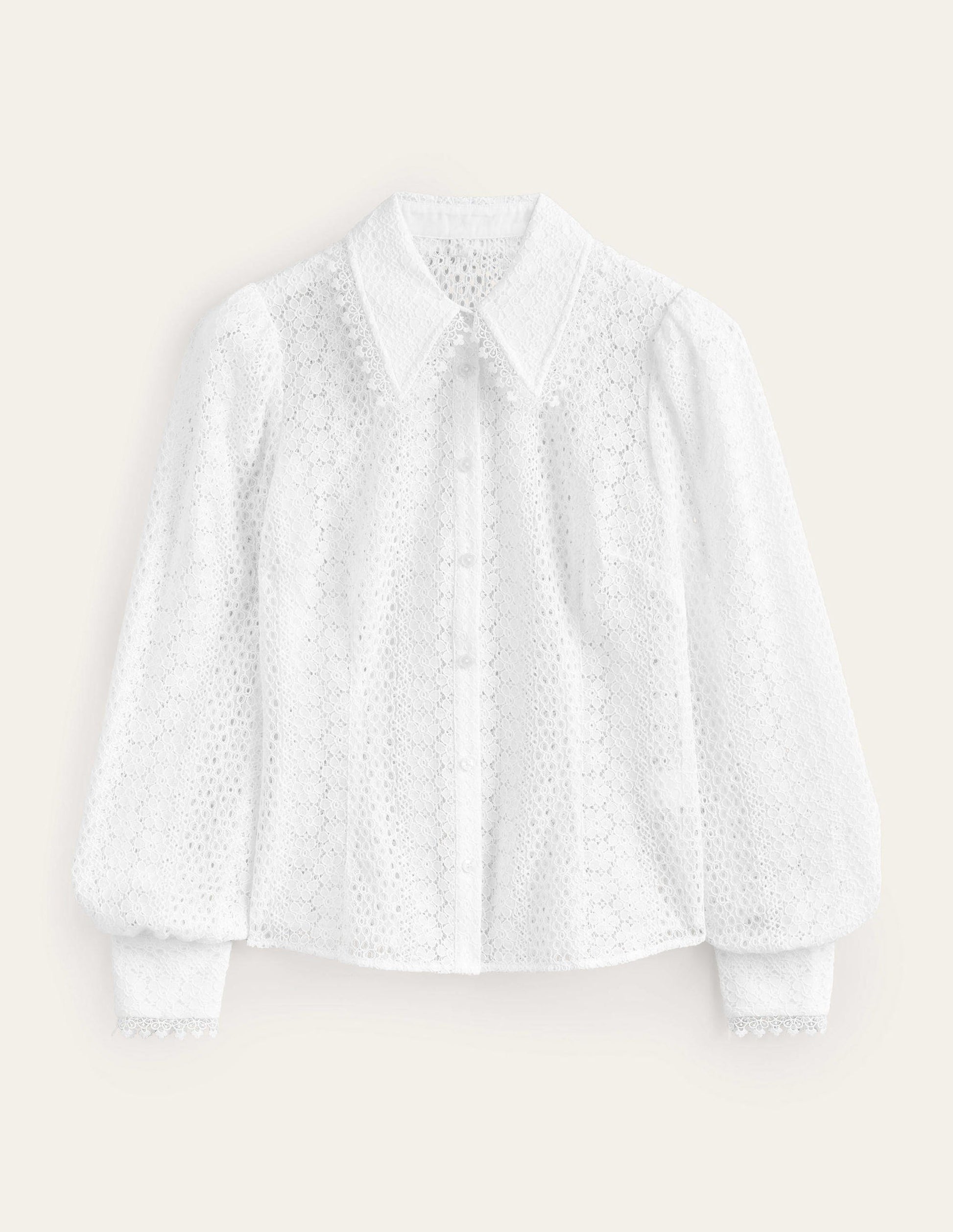 Chemise ajustée en dentelle-Blanc-5