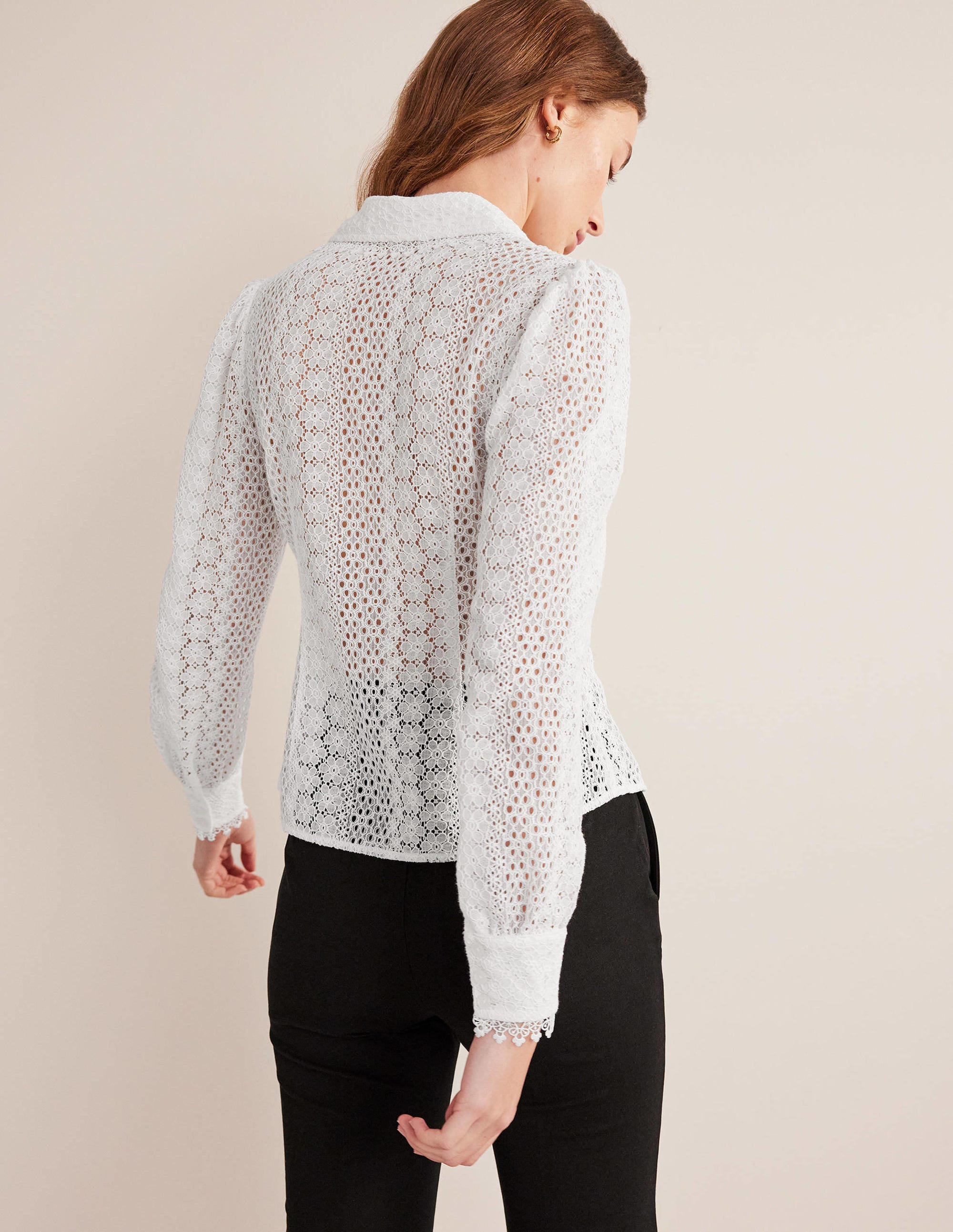 Chemise ajustée en dentelle-Blanc - Image 3
