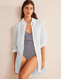 Chemise longue de vacances-Blanc