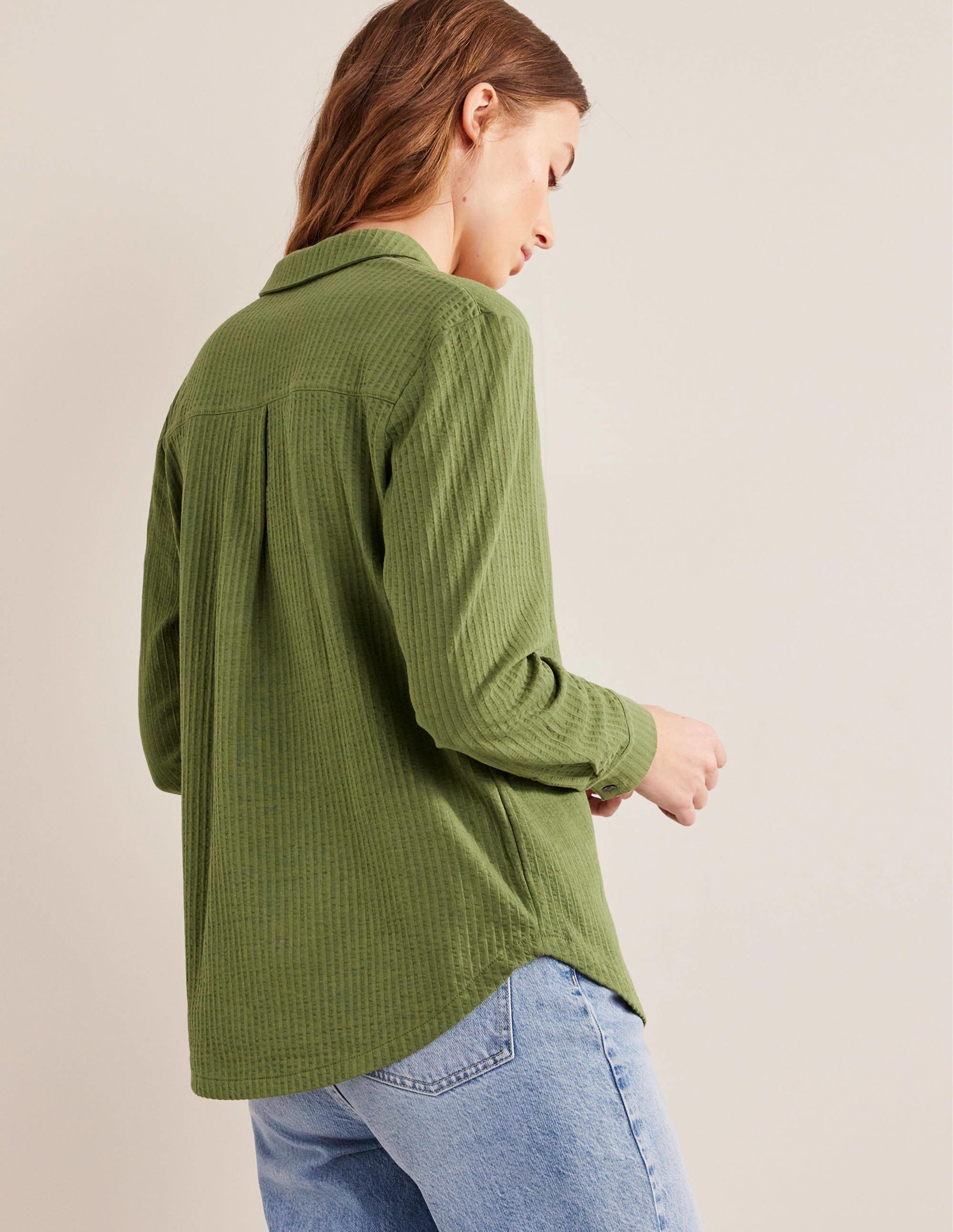 Strukturiertes Jerseyhemd-Dezentes Khaki - Image 3