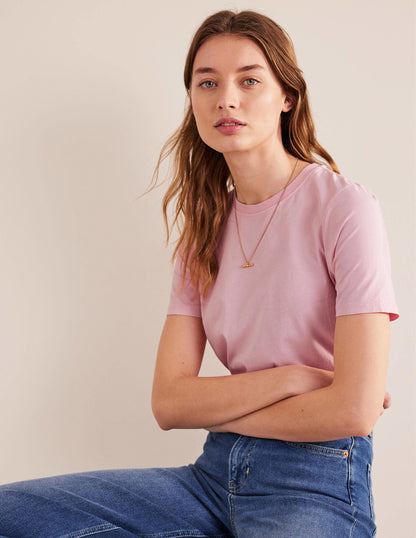 Pflanzlich gefärbtes Rundhals-T-Shirt-Rosa