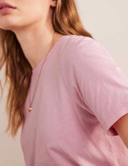 Pflanzlich gefärbtes Rundhals-T-Shirt-Rosa