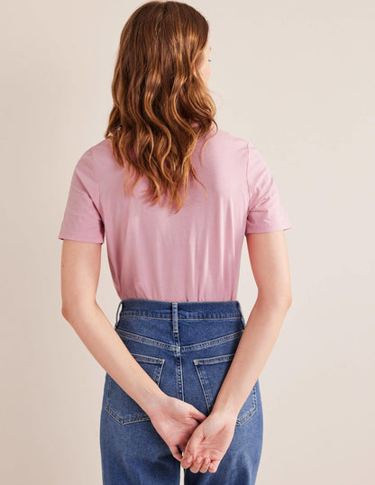 Pflanzlich gefärbtes Rundhals-T-Shirt-Rosa