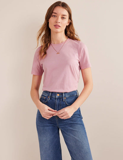 Pflanzlich gefärbtes Rundhals-T-Shirt-Rosa