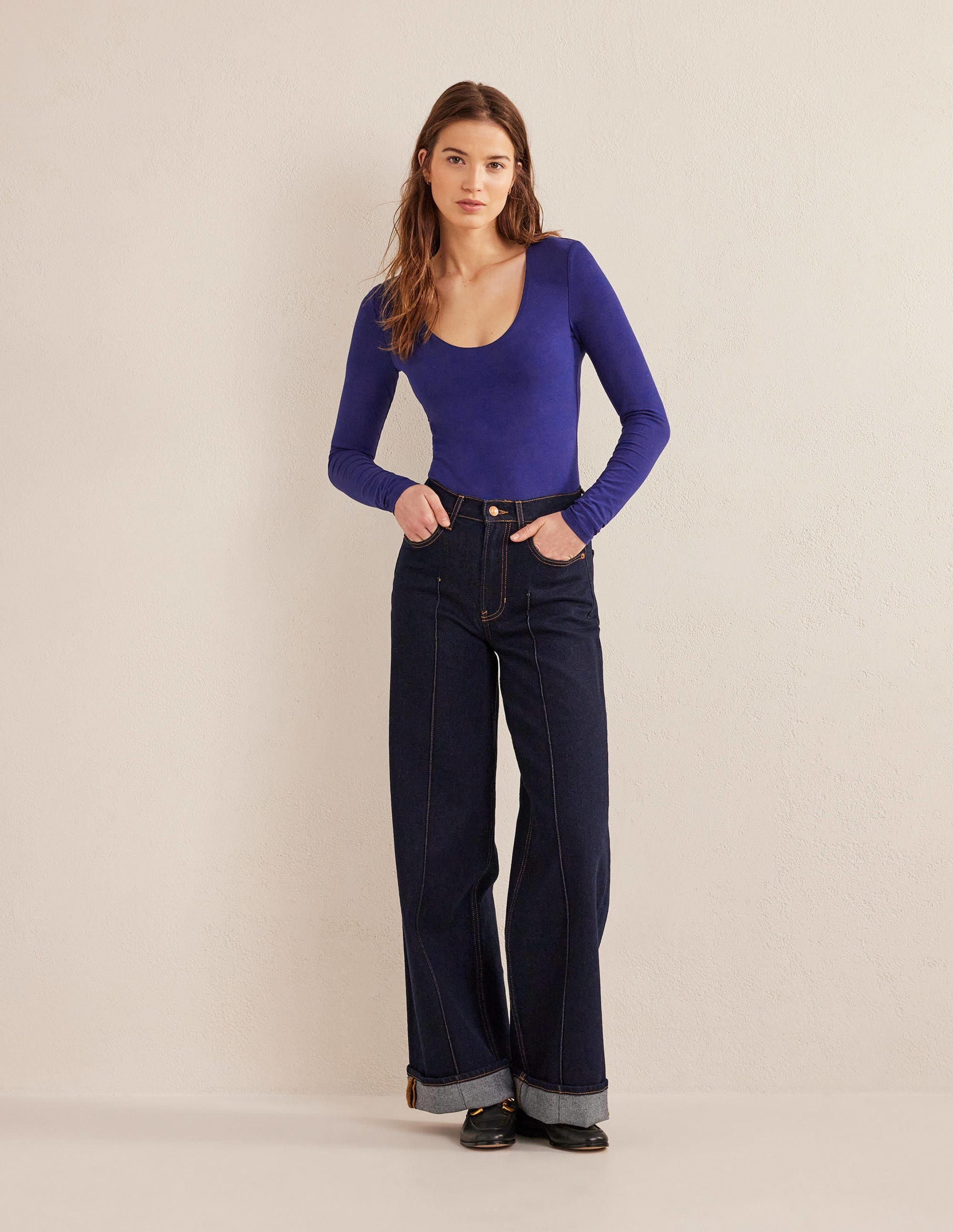 Double Layer Scoop Neck Top-Prussian Blue - Image 4