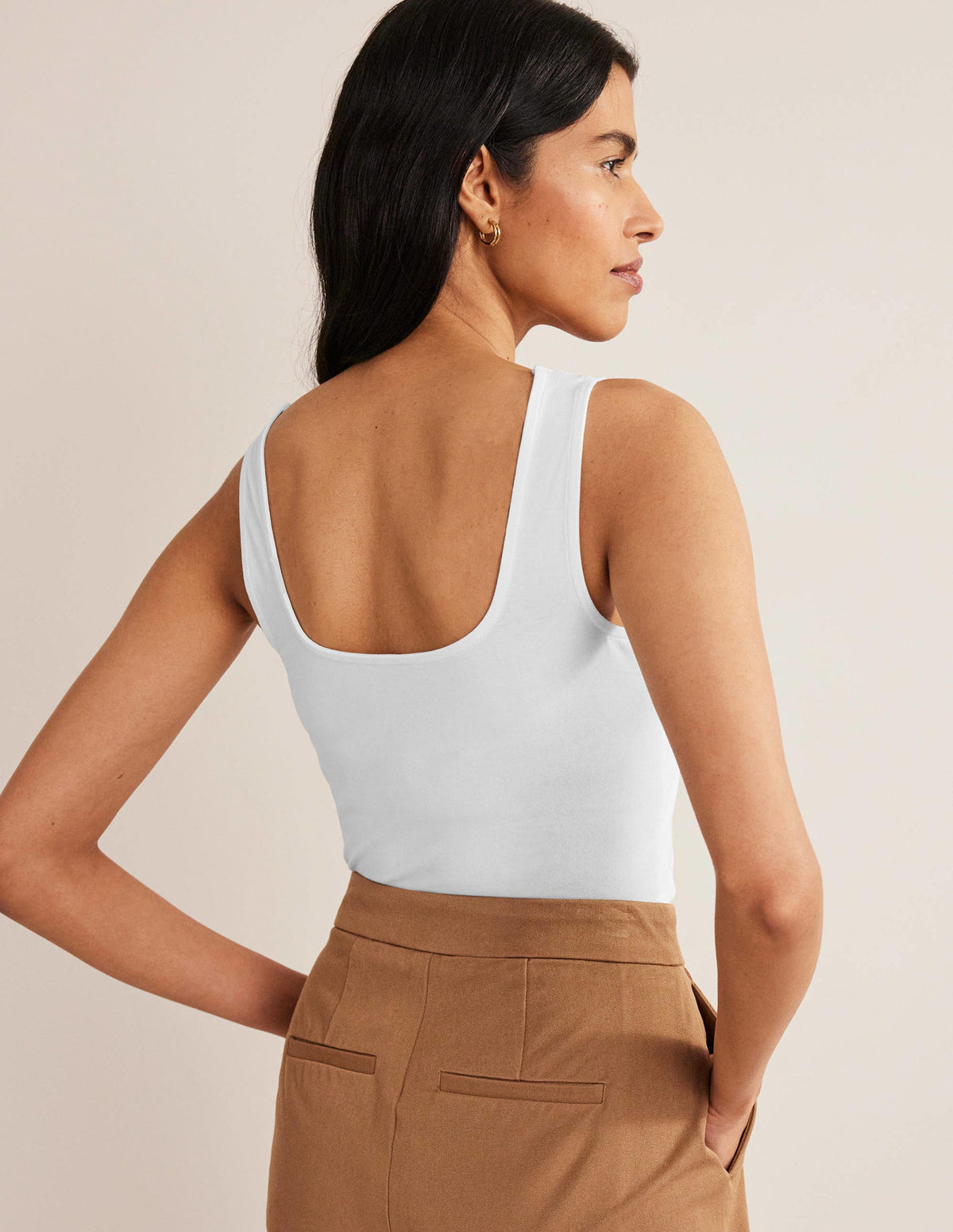 Double Layer Square Neck Vest-White - Image 3