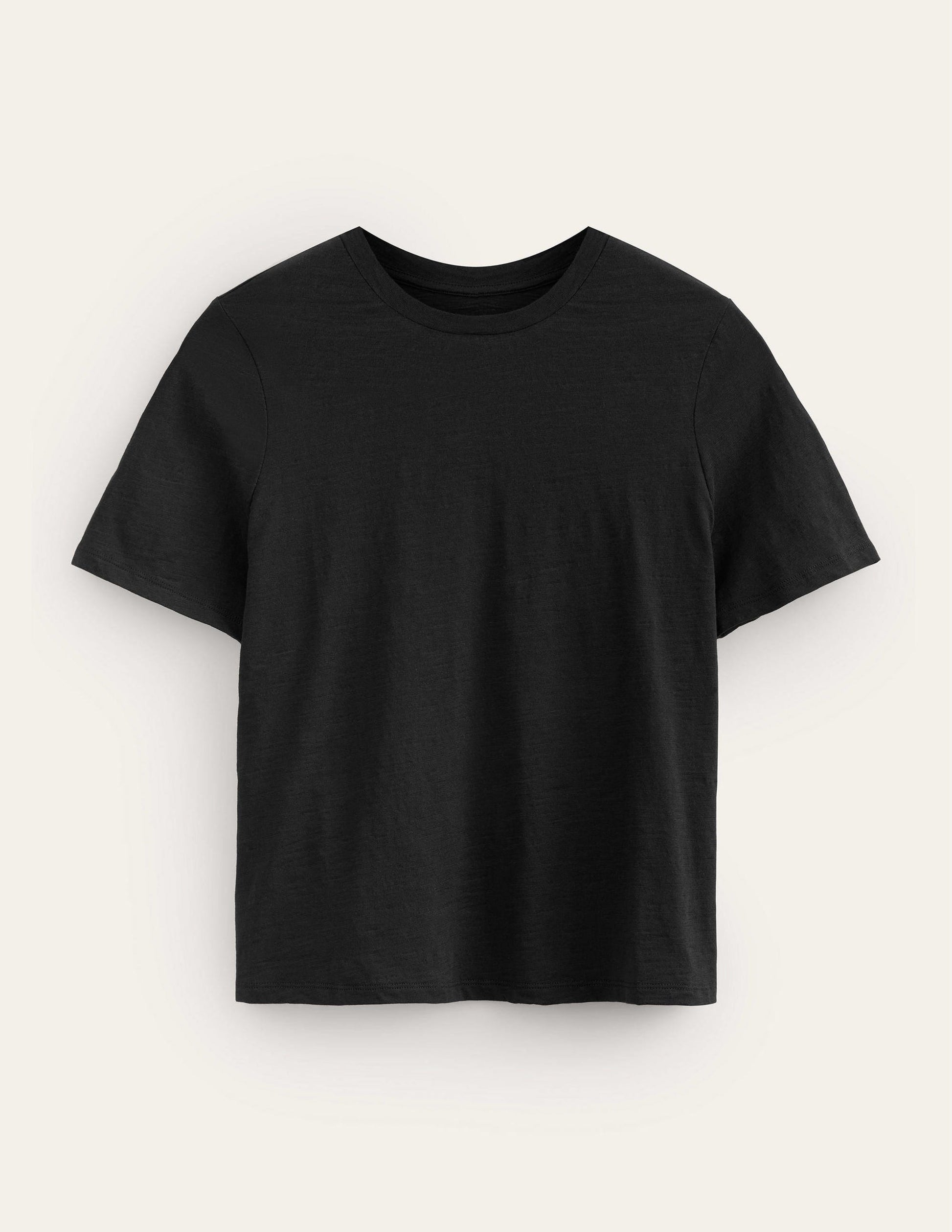 Cotton Crew Neck T-Shirt-Black-5