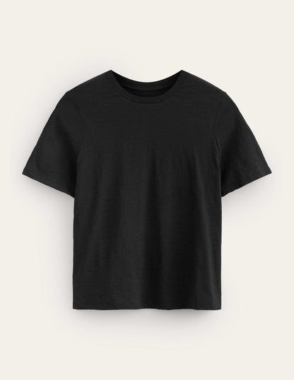 Cotton Crew Neck T-Shirt-Black-5