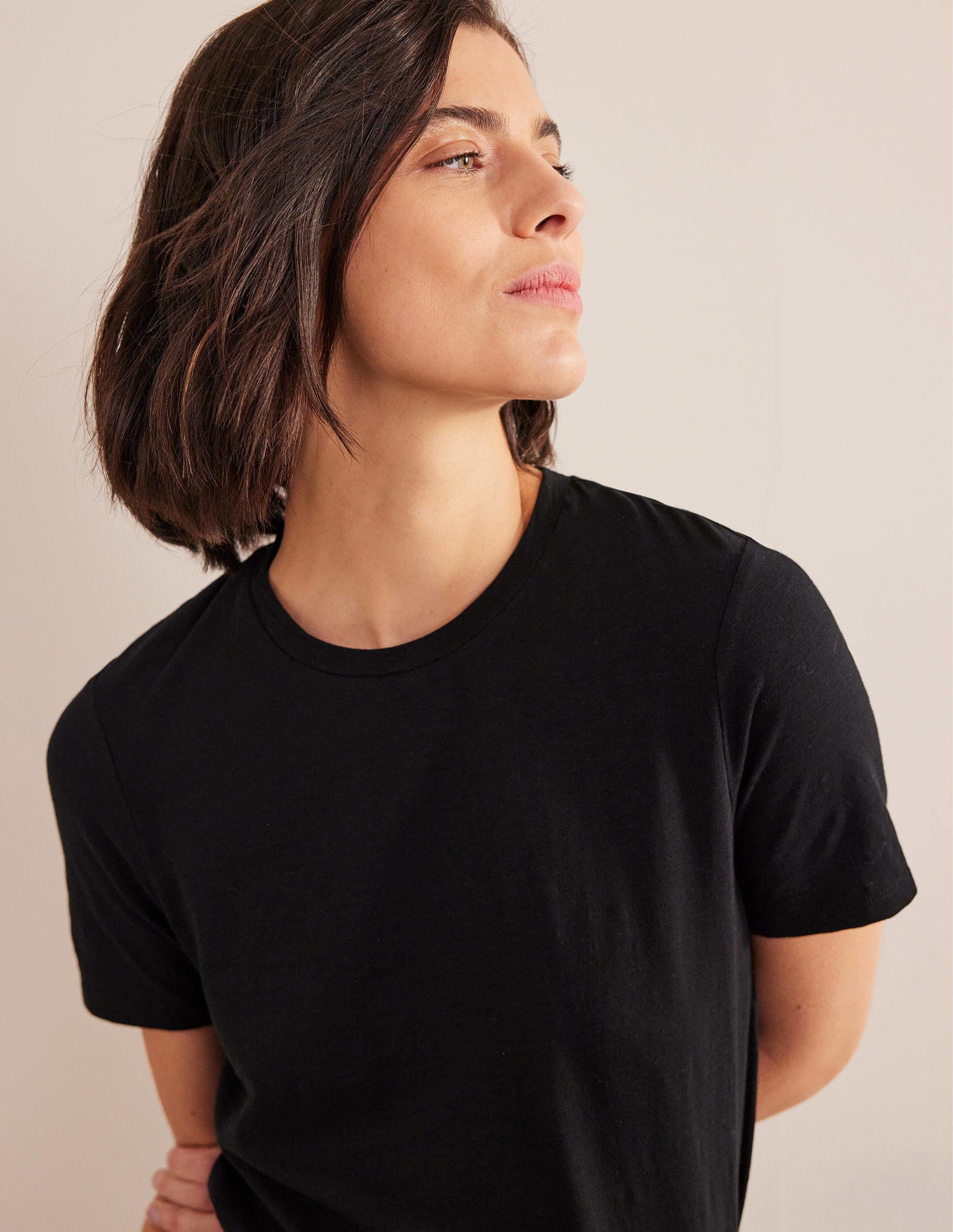 T-shirt col rond en coton-Noir - Image 2
