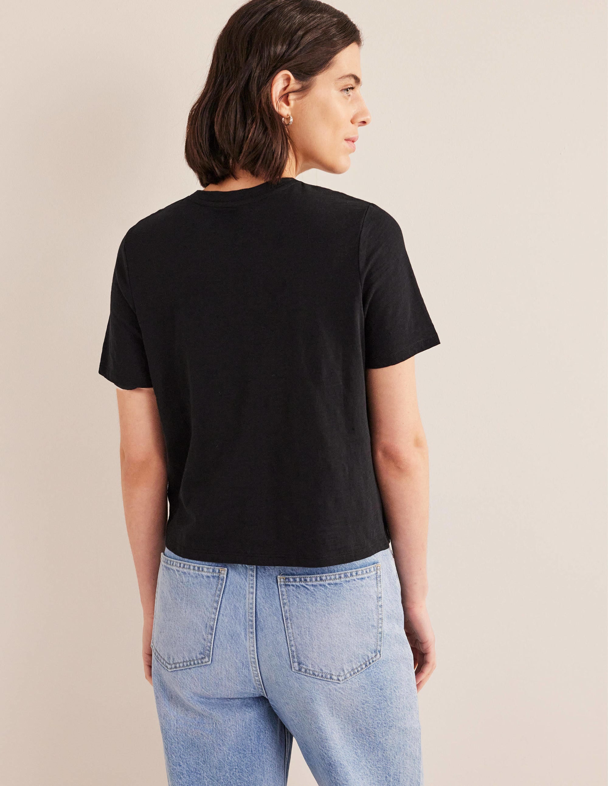 T-shirt col rond en coton-Noir - Image 3