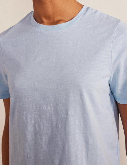 Cotton Crew Neck T-Shirt-Chambray Blue-2
