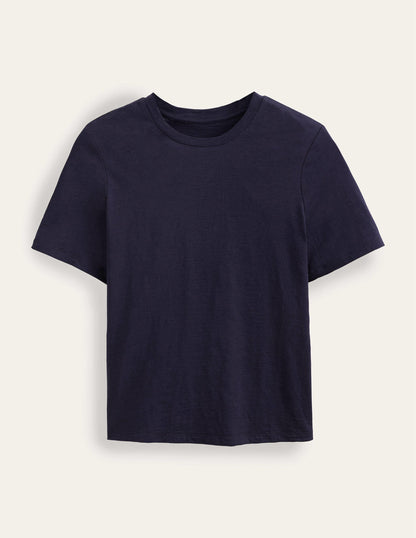 Cotton Crew Neck T-Shirt-Navy-6