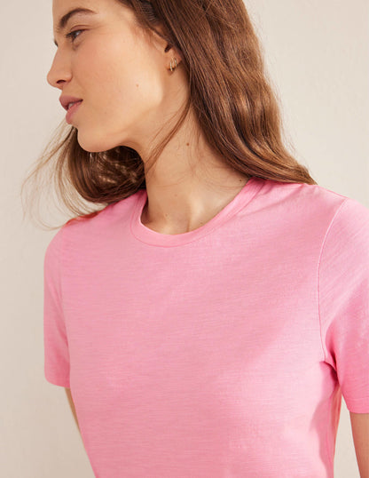 Cotton Crew Neck T-Shirt-Cameo Pink-2