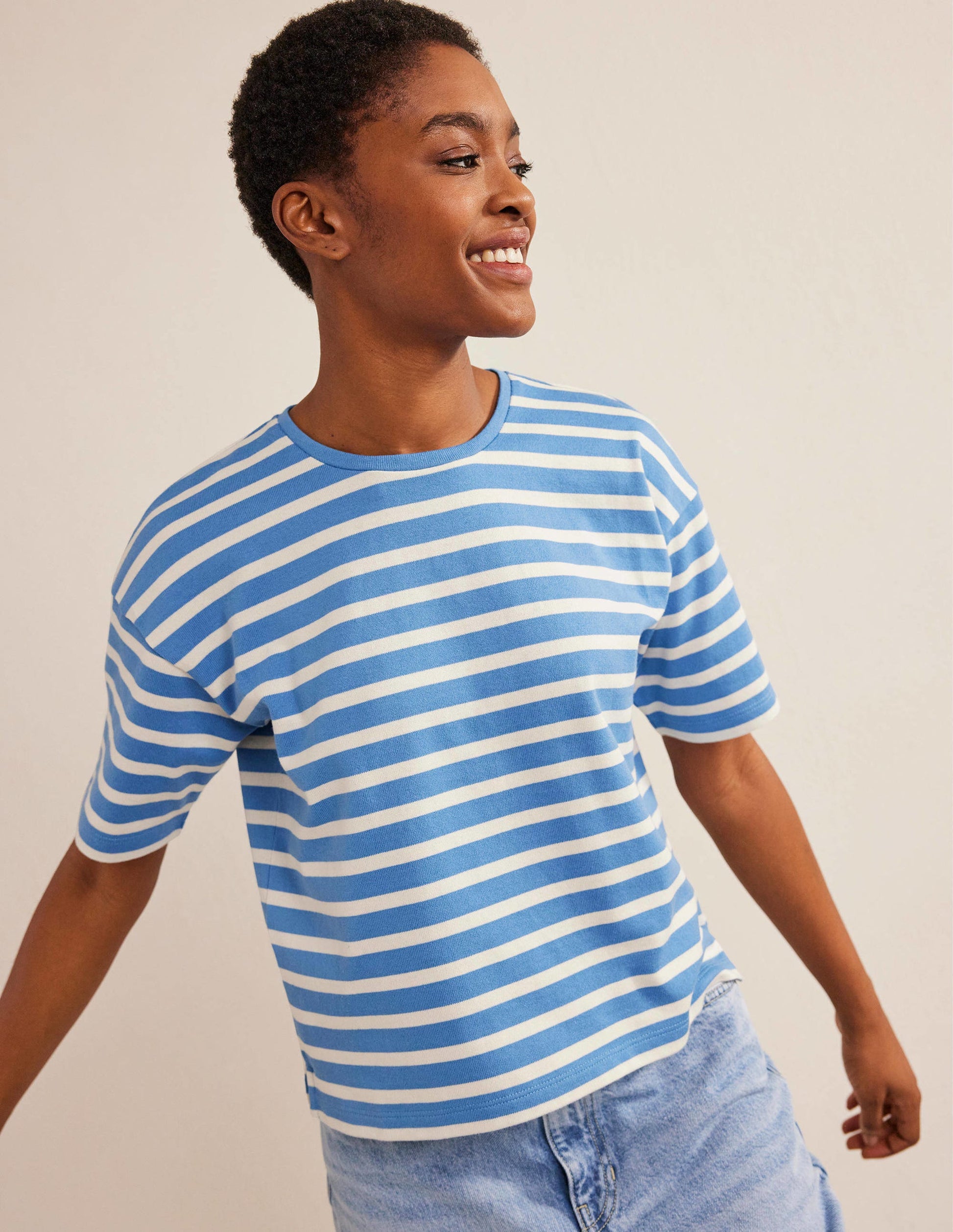 Oversize Breton-T-Shirt-Porzellanblau/Naturweiß, Gestreift-1