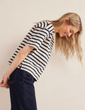 Oversize Breton-T-Shirt-Naturweiß/Navy, Gestreift