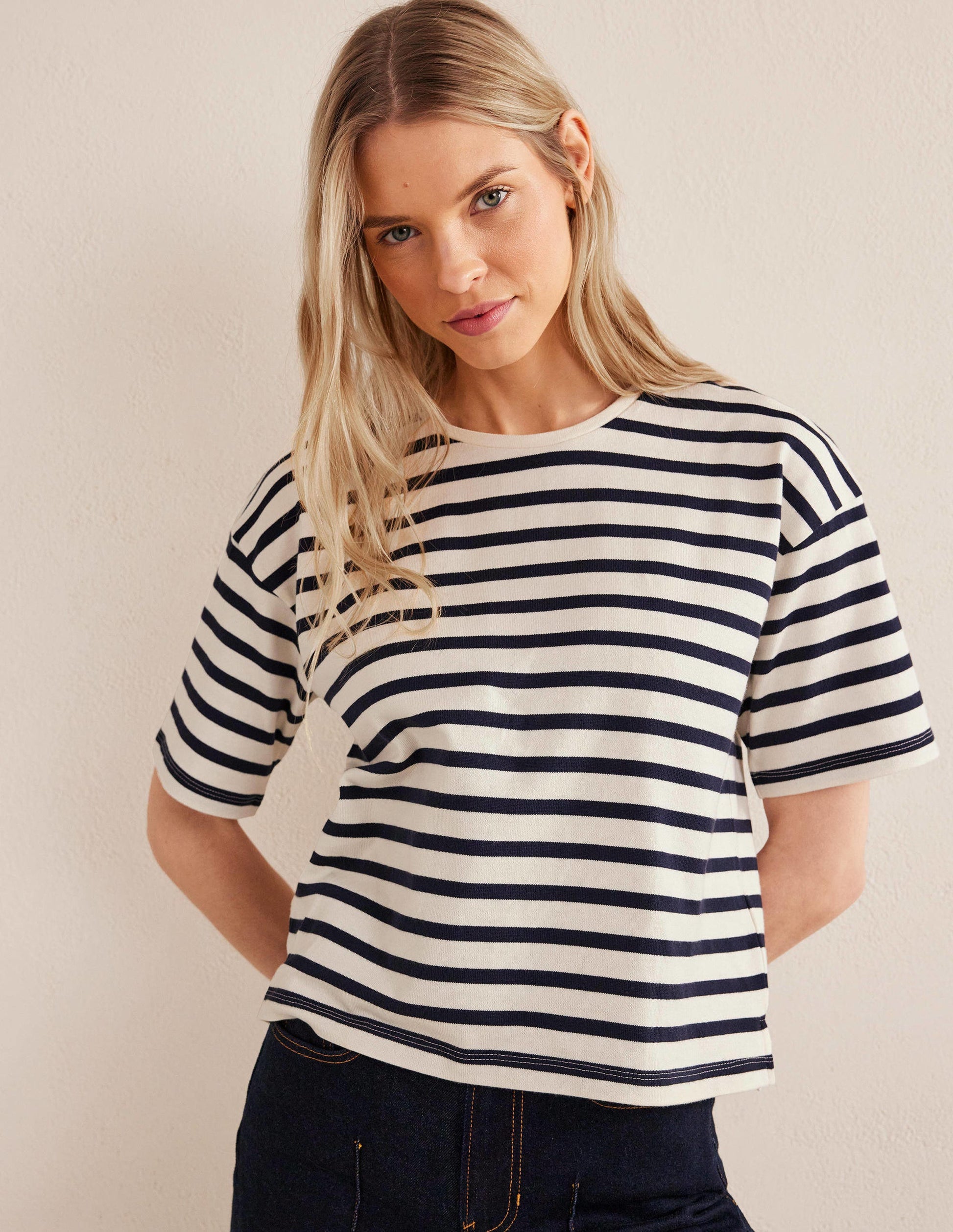 Oversize Breton-T-Shirt-Naturweiß/Navy, Gestreift-4
