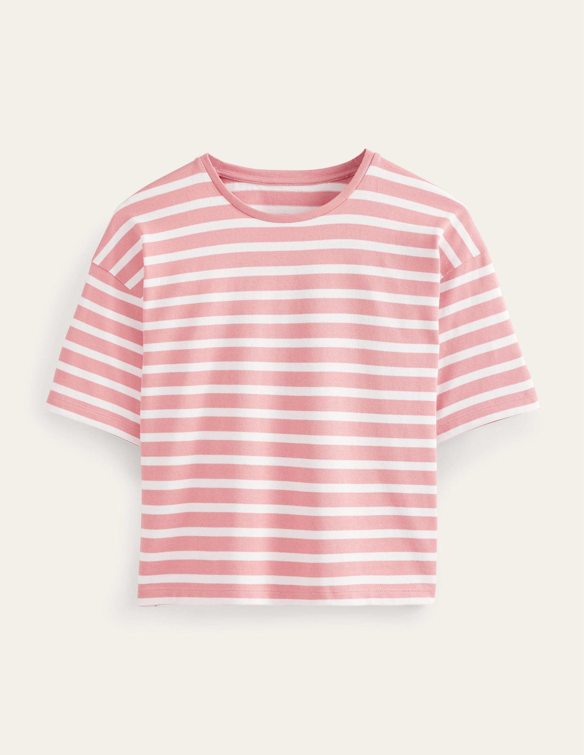 Oversize Breton-T-Shirt-Rosarot/Naturweiß, Gestreift-2