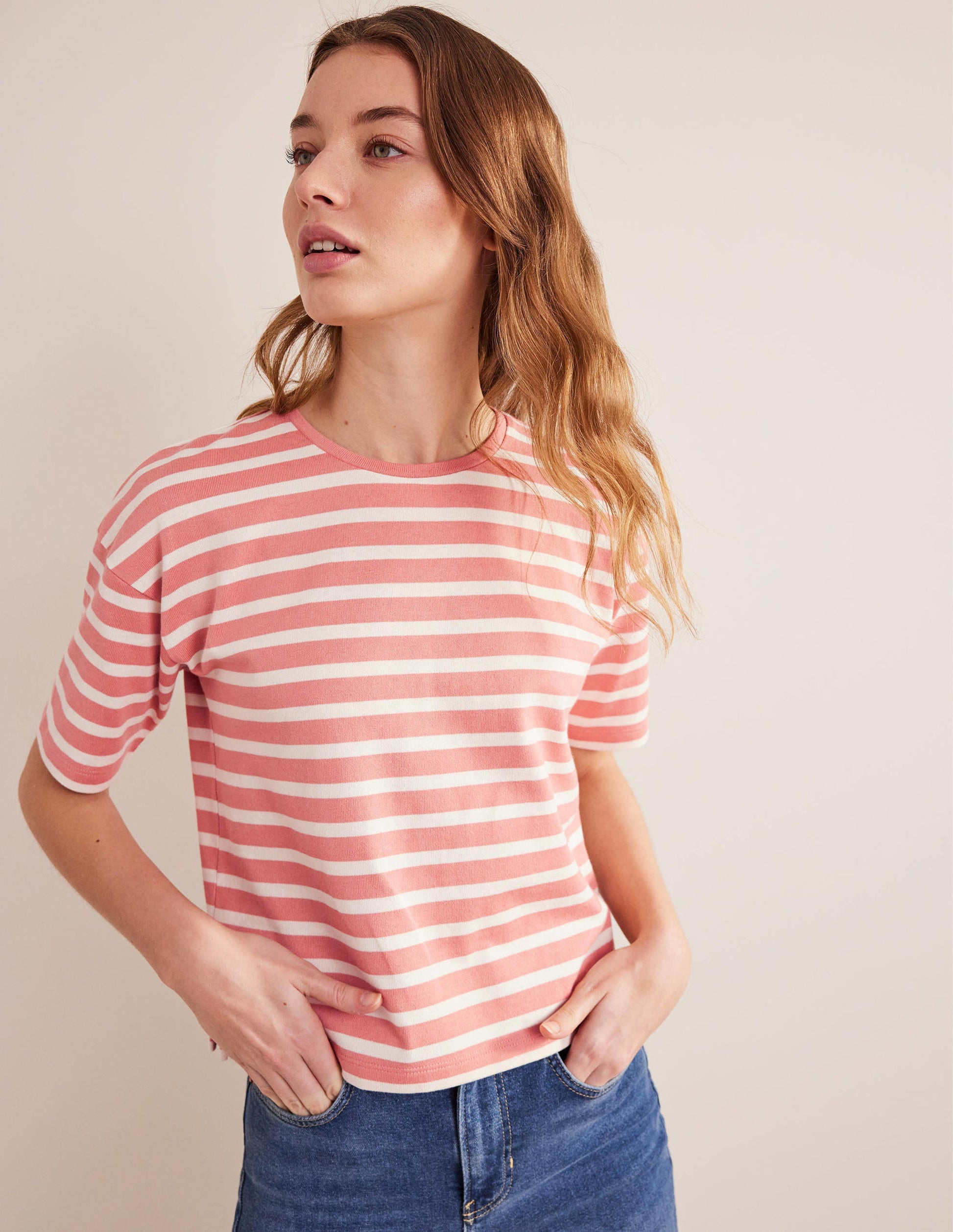Oversize Breton-T-Shirt-Rosarot/Naturweiß, Gestreift-1