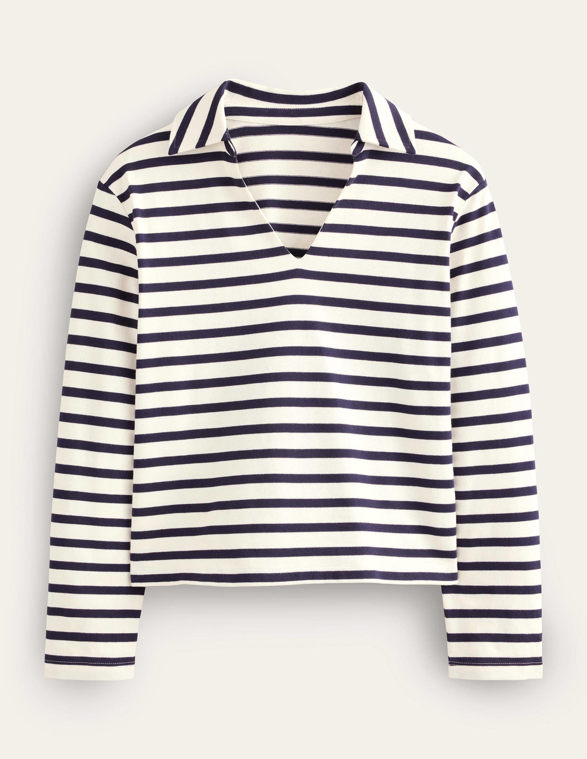 Gestreiftes Oberteil mit gekerbtem Ausschnitt-Naturweiß/Navy, Gestreift - Image 5