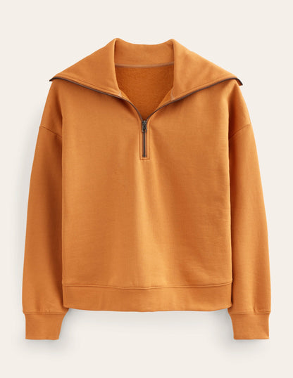 Sweatshirt mit Trichterkragen und Reißverschluss-Teddybärbraun