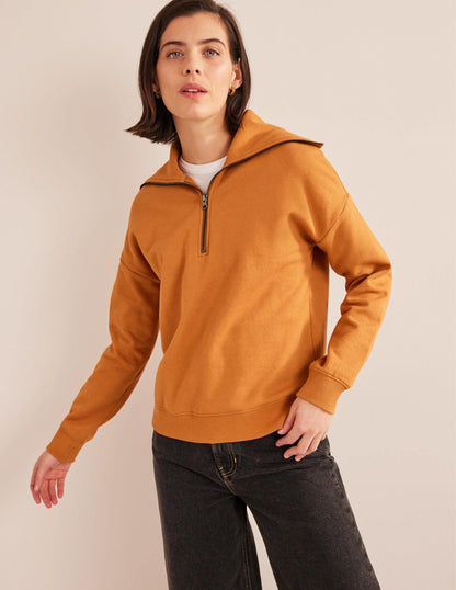 Sweatshirt mit Trichterkragen und Reißverschluss-Teddybärbraun