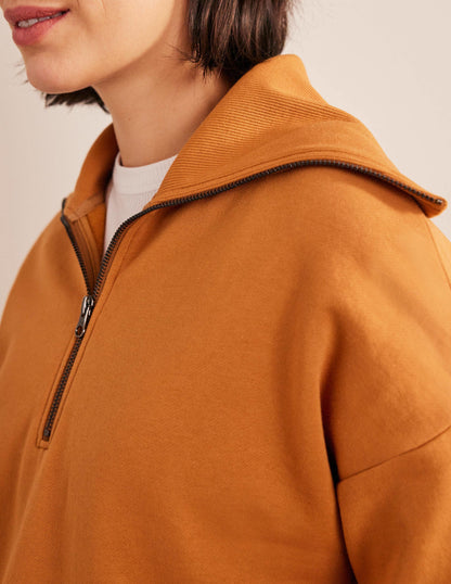 Sweatshirt mit Trichterkragen und Reißverschluss-Teddybärbraun