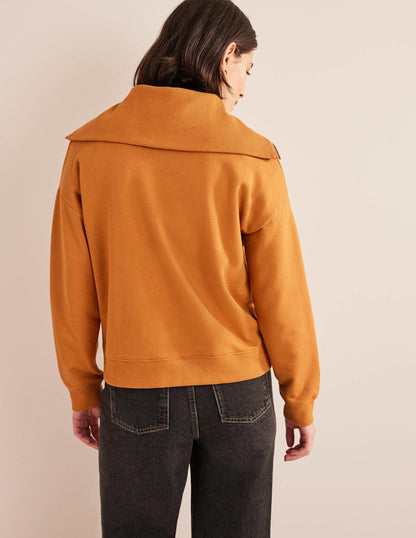 Sweatshirt mit Trichterkragen und Reißverschluss-Teddybärbraun