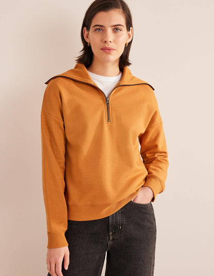 Sweatshirt mit Trichterkragen und Reißverschluss-Teddybärbraun