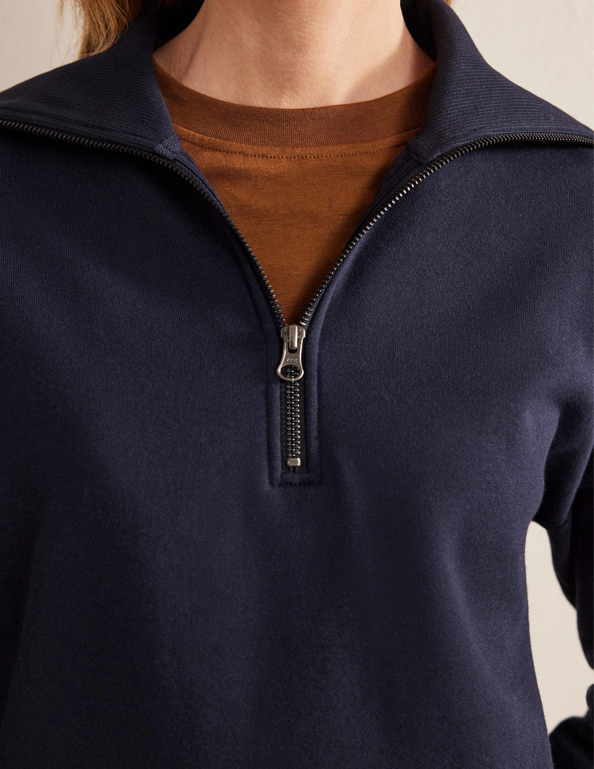 Funnel Neck Zip Sweatshirt-Navy-2