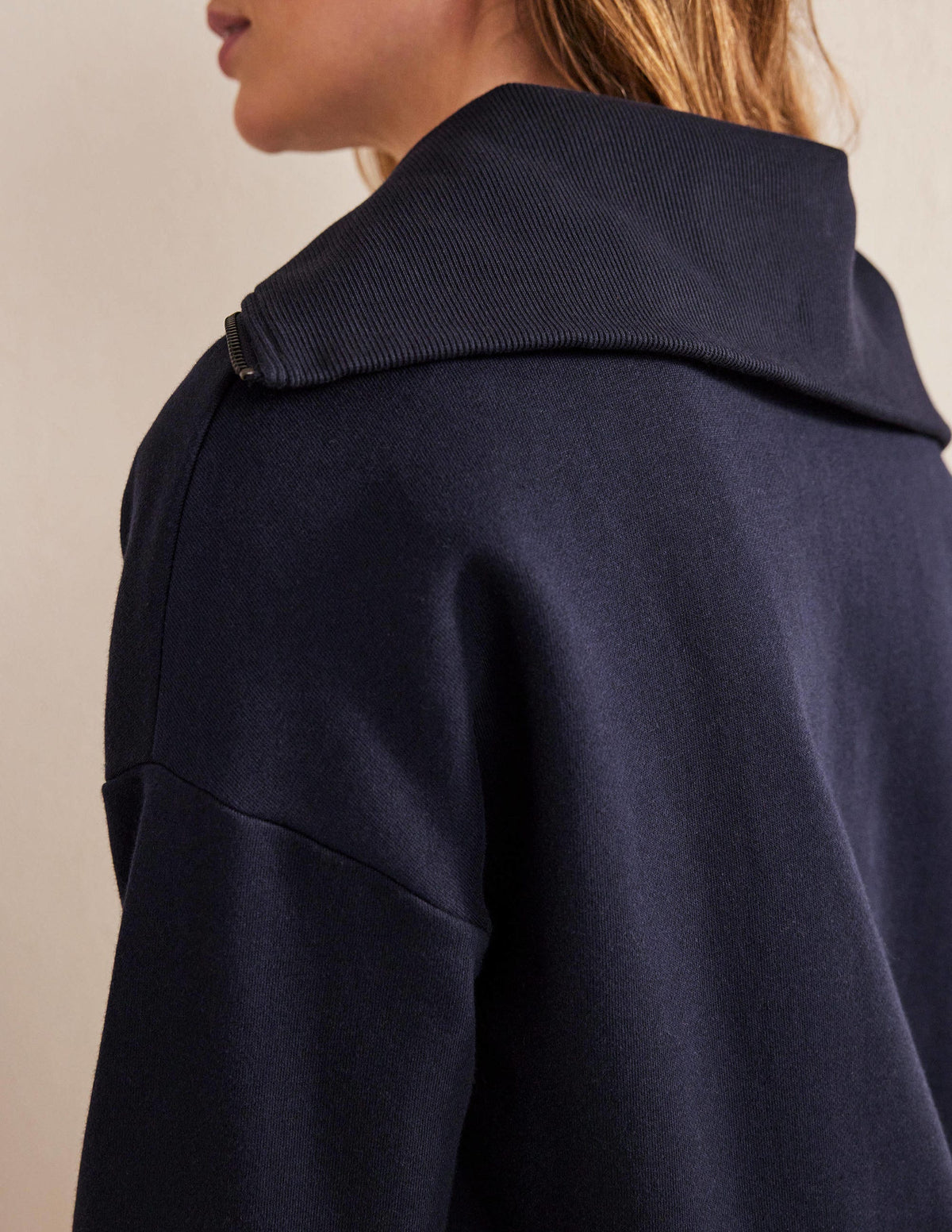Funnel Neck Zip Sweatshirt-Navy - Image 6